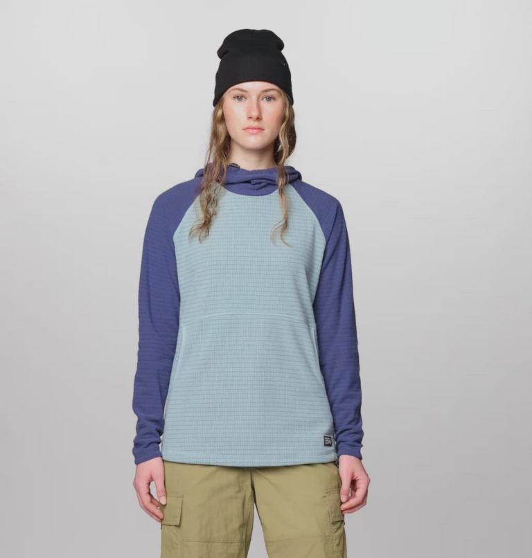 Women's Summit Grid Tunic Hoody, Color: Ice Shadow, Lapis Dusk