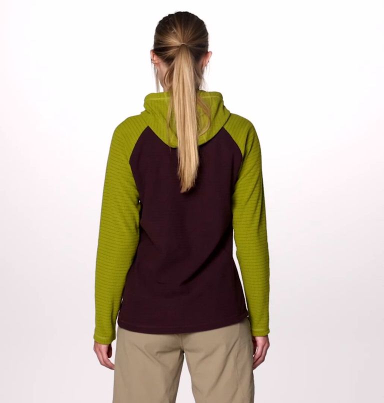 Women's Summit Grid Tunic Hoody, Color: Blackberry, Python Green