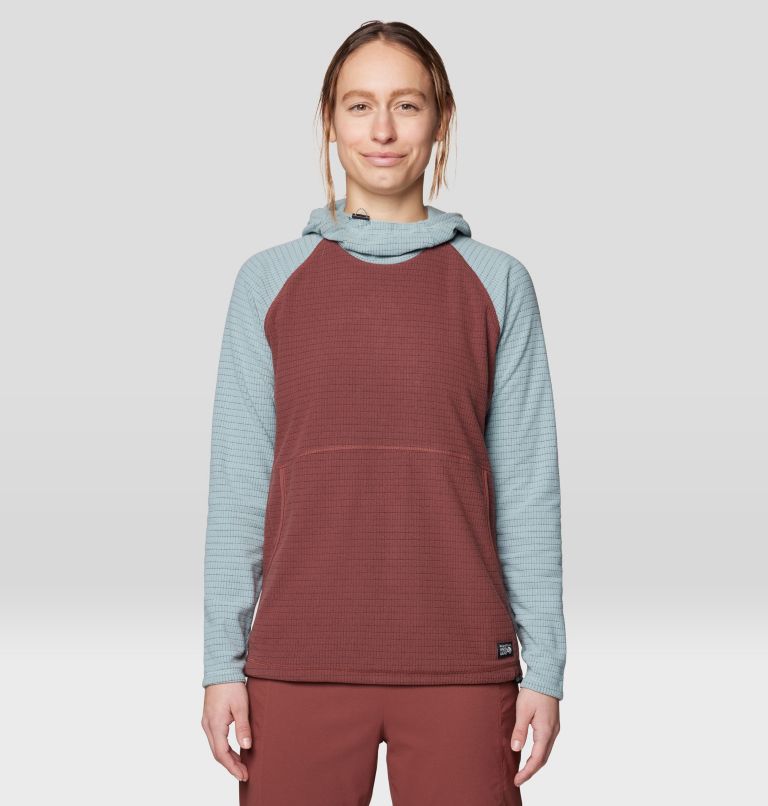 Women's Summit Grid Tunic Hoody, Color: Bourbon Brown, Ice Shadow, image 1