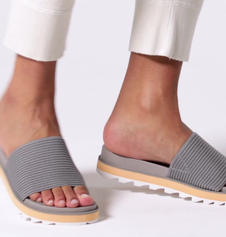 Thumbnail: Women's Roaming Easy Slide Sandal, Color: Chrome Grey, Sea Salt, image 2