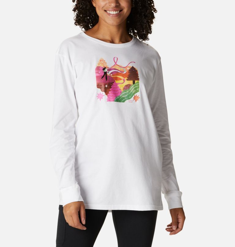 Women's Tested Tough In Pink Graphic Long Sleeve Tee II, Color: White, Loveis Ribbons, image 1