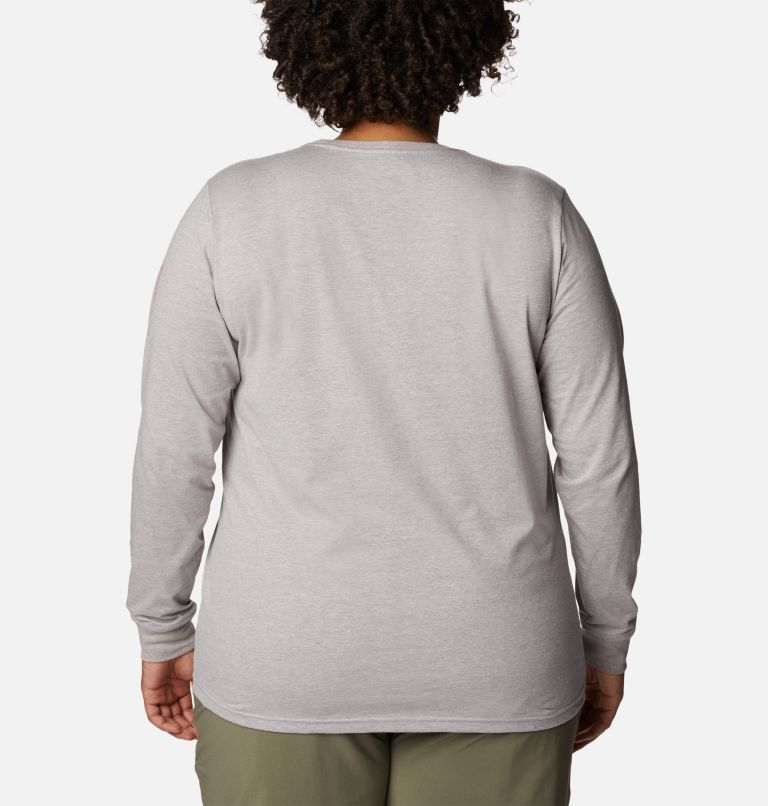 Thumbnail: Women's Tested Tough In Pink Graphic Long Sleeve Tee II - Plus Size, Color: Columbia Grey Heather, Loveis Ribbons, image 2