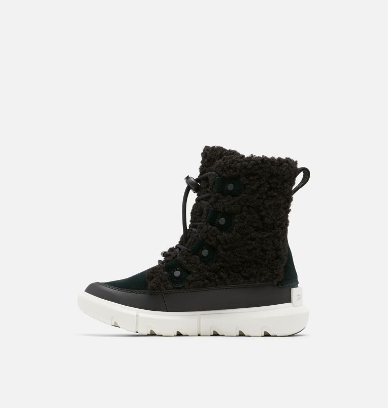 Youth Sorel Explorer Cozy Boot, Color: Black, Sea Salt, image 4