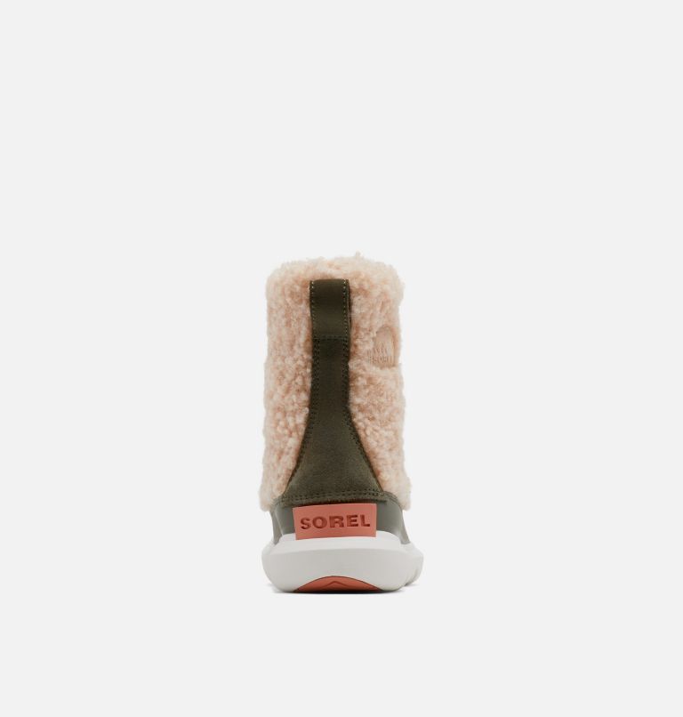 Youth Sorel Explorer Cozy Shearling Winter Boot, Color: Nova Sand, Stone Green, image 3