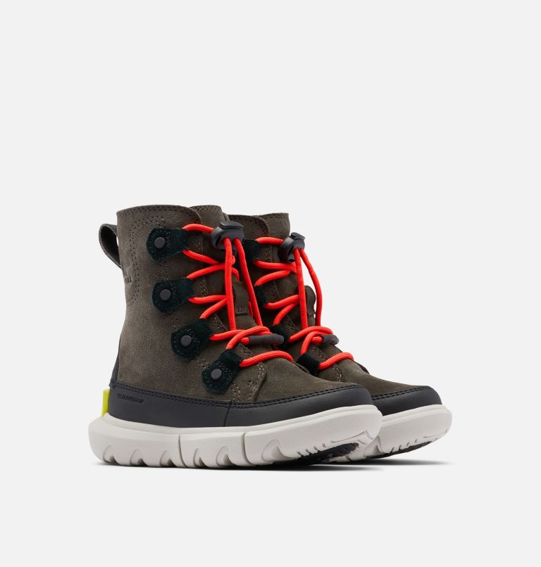 Thumbnail: Kids Sorel Explorer Lace Winter boot, Color: Jet, Black, image 2