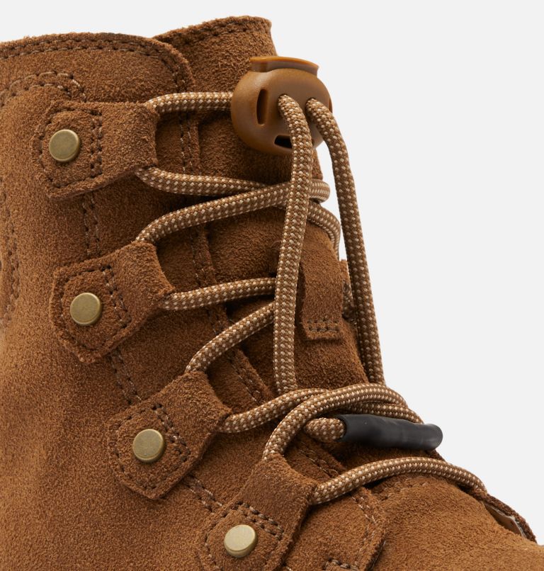 Kids Sorel Explorer Lace Winter boot, Color: Velvet Tan, Chalk, image 7