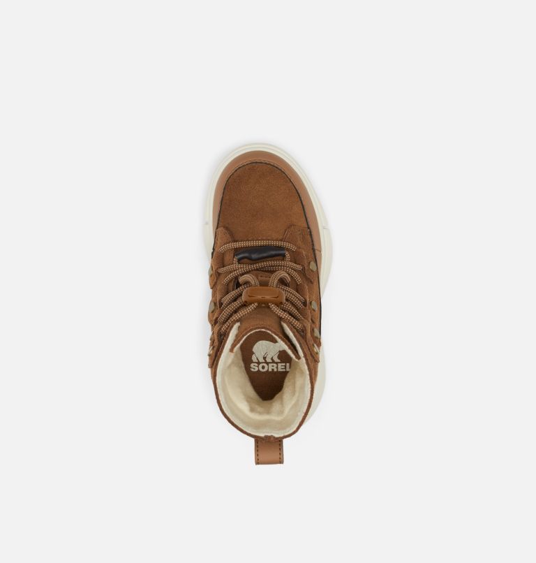 Kids Sorel Explorer Lace Winter boot, Color: Velvet Tan, Chalk, image 5