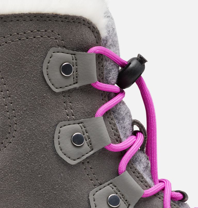 Youth SOREL Explorer Lace Winter boot, Color: Quarry, Bright Lavender, image 7