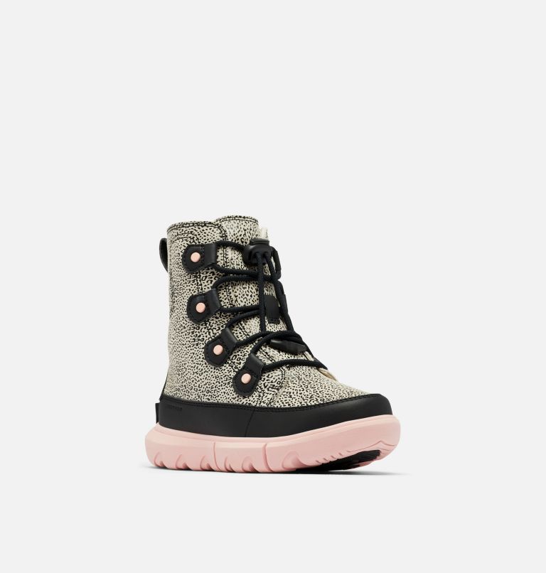 Thumbnail: Youth SOREL Explorer Lace Winter boot, Color: Chalk, Black, image 7