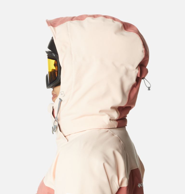 Women's Powderkeg III Waterproof Ski Down Jacket, Color: Dark Coral, Peach Blossom, image 6