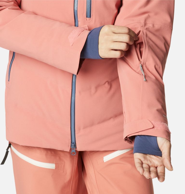 Women's Powderkeg III Waterproof Ski Down Jacket, Color: Dark Coral, Peach Blossom, image 10