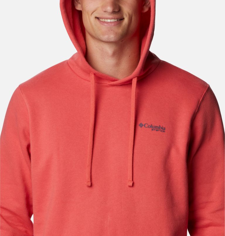 Thumbnail: Men's PFG Sleeve II Graphic Hoodie, Color: Sunset Red, Collegiate Navy Logo, image 4