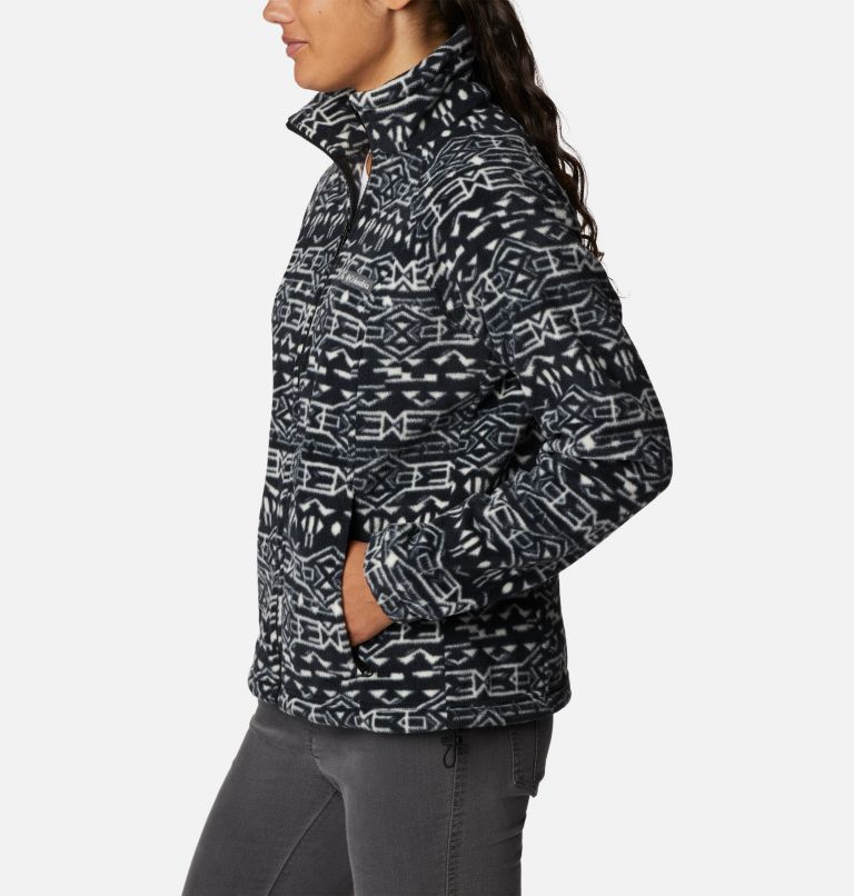 Women's Benton Springs Printed Full Zip Fleece Jacket, Color: Black 80s Stripe, image 3