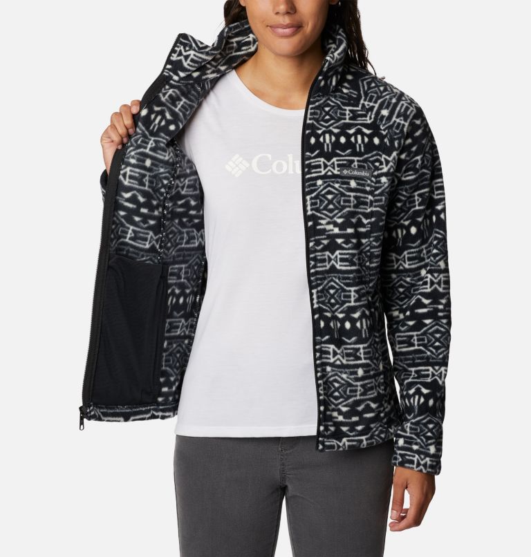 Thumbnail: Women's Benton Springs Printed Full Zip Fleece Jacket, Color: Black 80s Stripe, image 5