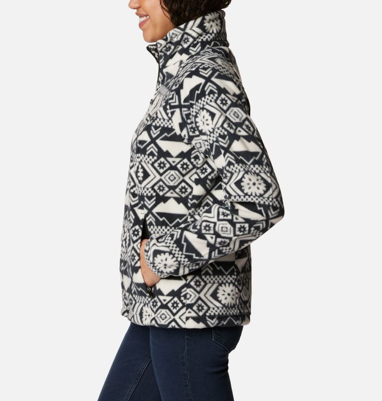 Thumbnail: Veste polaire zippée imprimée Benton Springs Femme, Color: Black Checkered Peaks Tonal, image 3