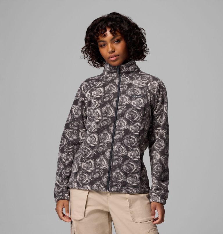 Women's Benton Springs Printed Full Zip Fleece Jacket, Color: Shark Rose City, image 1