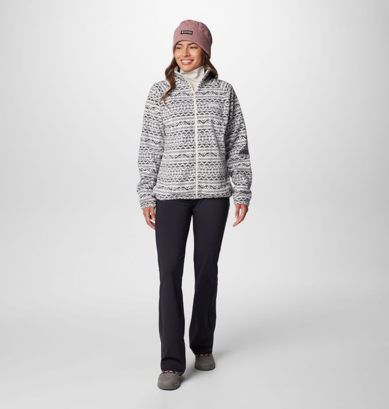 Women's Benton Springs Printed Full Zip Fleece Jacket, Color: Chalk Madras Tonal, image 3