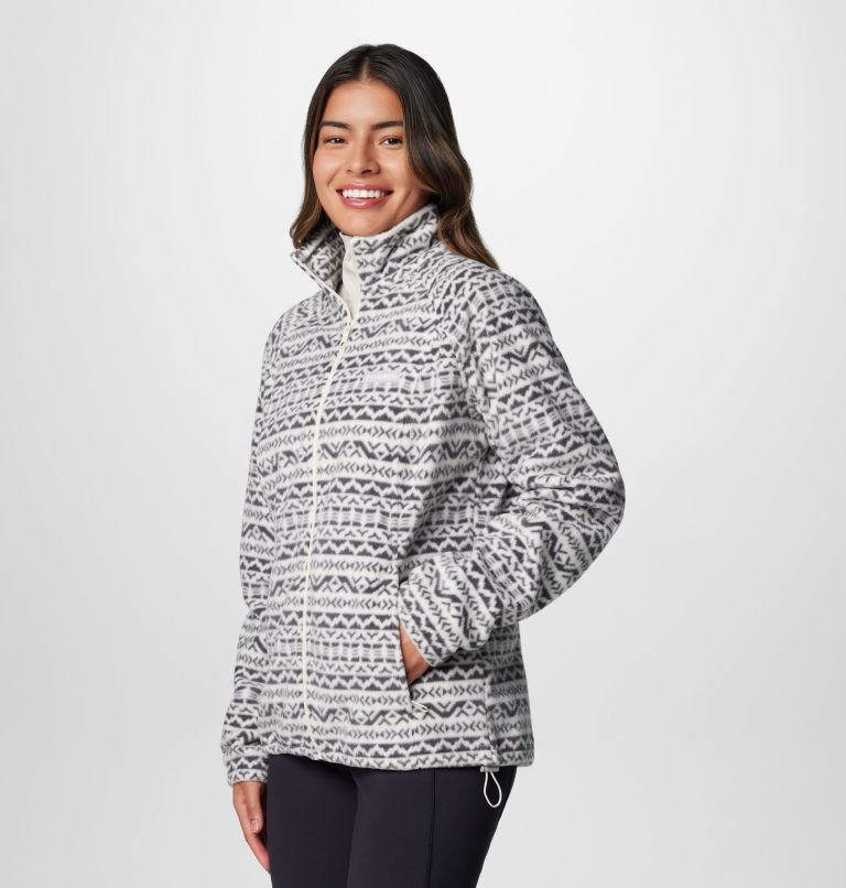 Women's Benton Springs Printed Full Zip Fleece Jacket, Color: Chalk Madras Tonal, image 4