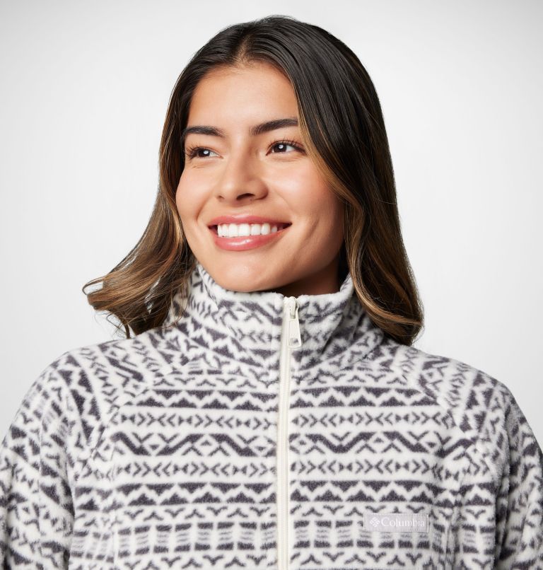 Women's Benton Springs Printed Full Zip Fleece Jacket, Color: Chalk Madras Tonal, image 5