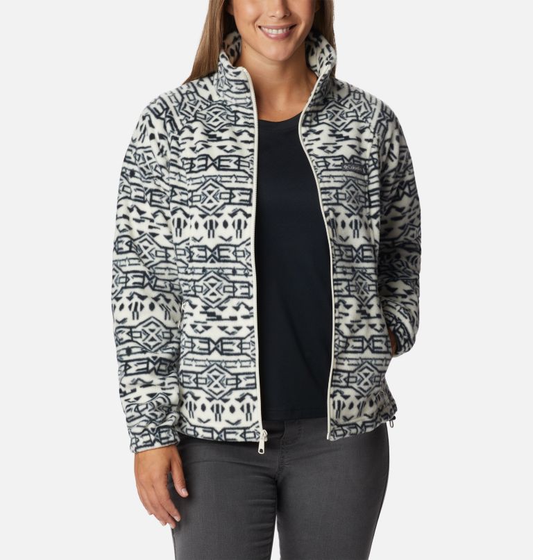Thumbnail: Women's Benton Springs Printed Full Zip Fleece Jacket, Color: Chalk 80s Stripe, image 7