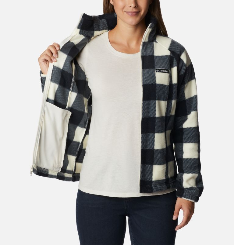 Women's Benton Springs Printed Full Zip Fleece Jacket, Color: Chalk Check Print, image 5