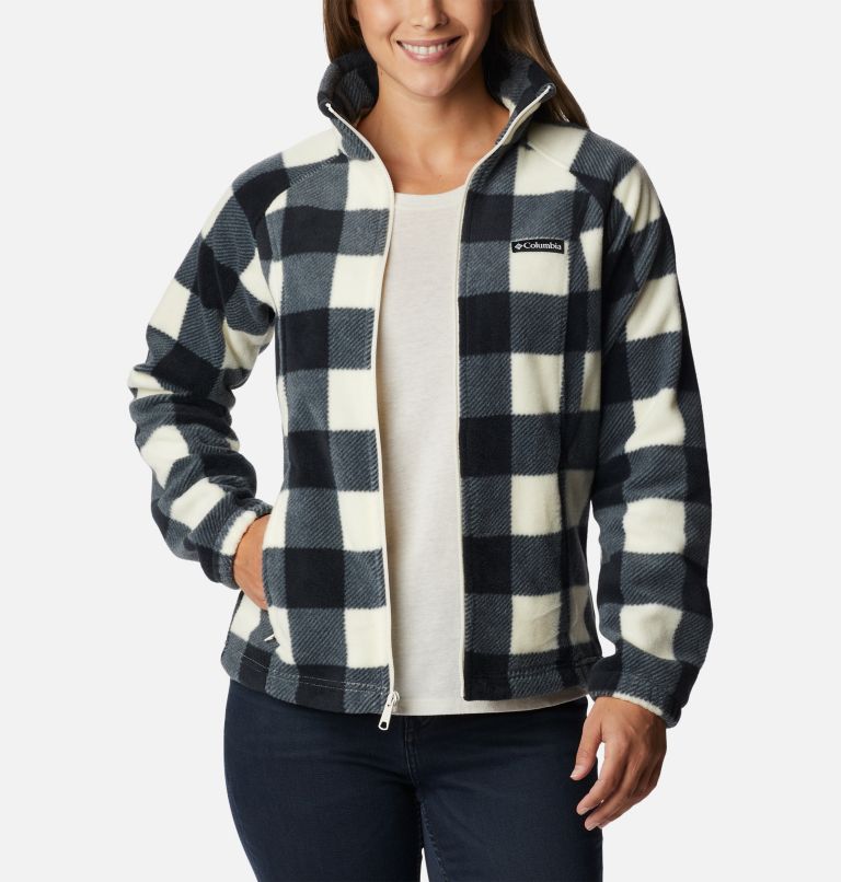 Thumbnail: Women's Benton Springs Printed Full Zip Fleece Jacket, Color: Chalk Check Print, image 7