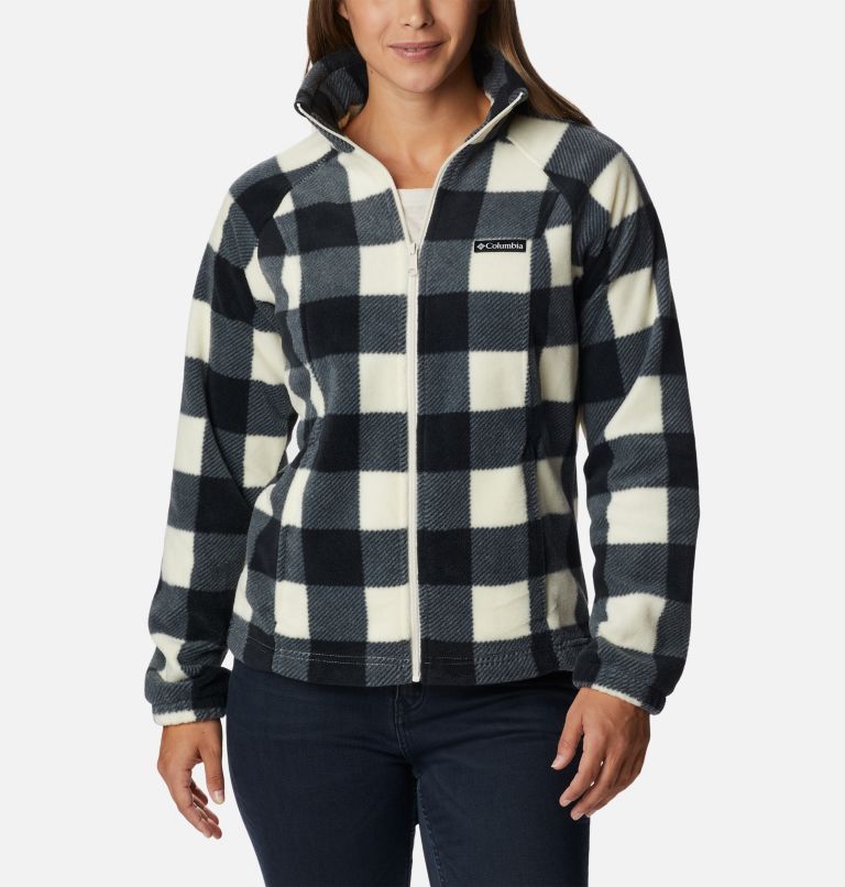 Thumbnail: Women's Benton Springs Printed Full Zip Fleece Jacket, Color: Chalk Check Print, image 1