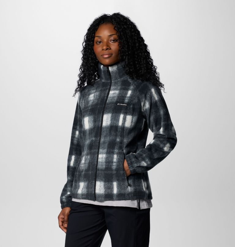Women's Benton Springs Printed Full Zip Fleece Jacket, Color: Chalk Omblur Tonal, image 4