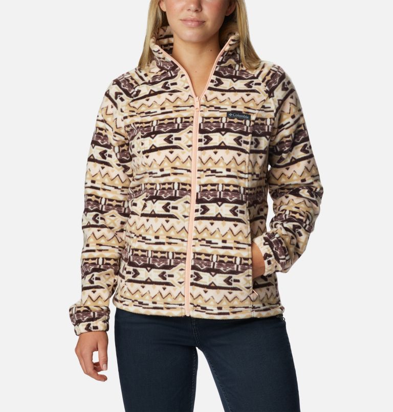 Women's Benton Springs Printed Full Zip Fleece Jacket, Color: New Cinder 80s Stripe, image 1