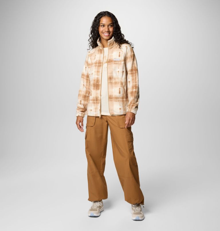 Women's Benton Springs Printed Full Zip Fleece Jacket, Color: Camel Brown Omblur, image 3