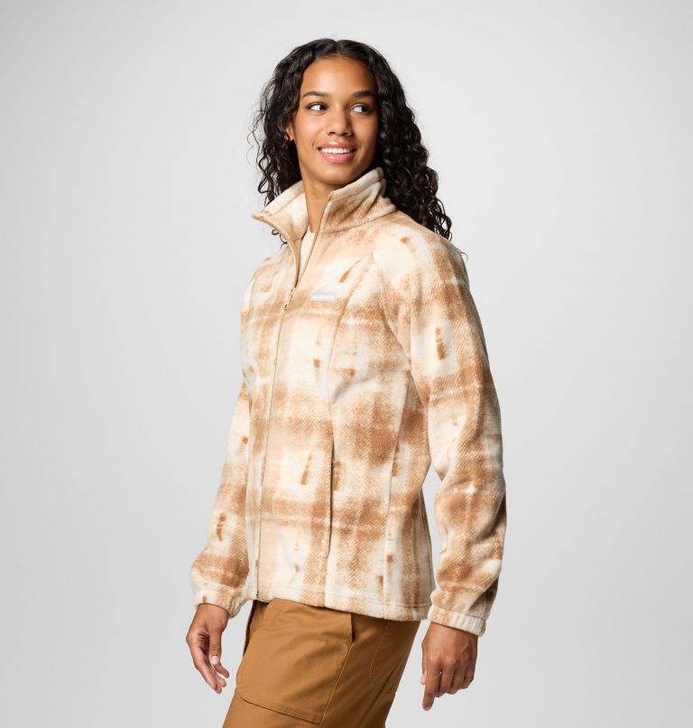 Women's Benton Springs Printed Full Zip Fleece Jacket, Color: Camel Brown Omblur, image 4