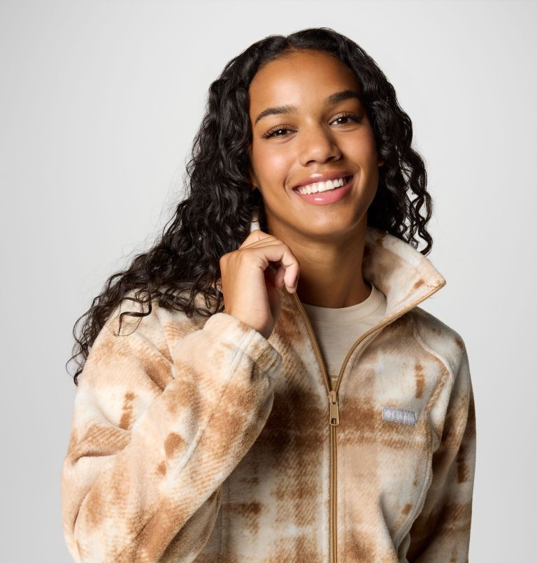 Women's Benton Springs Printed Full Zip Fleece Jacket, Color: Camel Brown Omblur, image 5