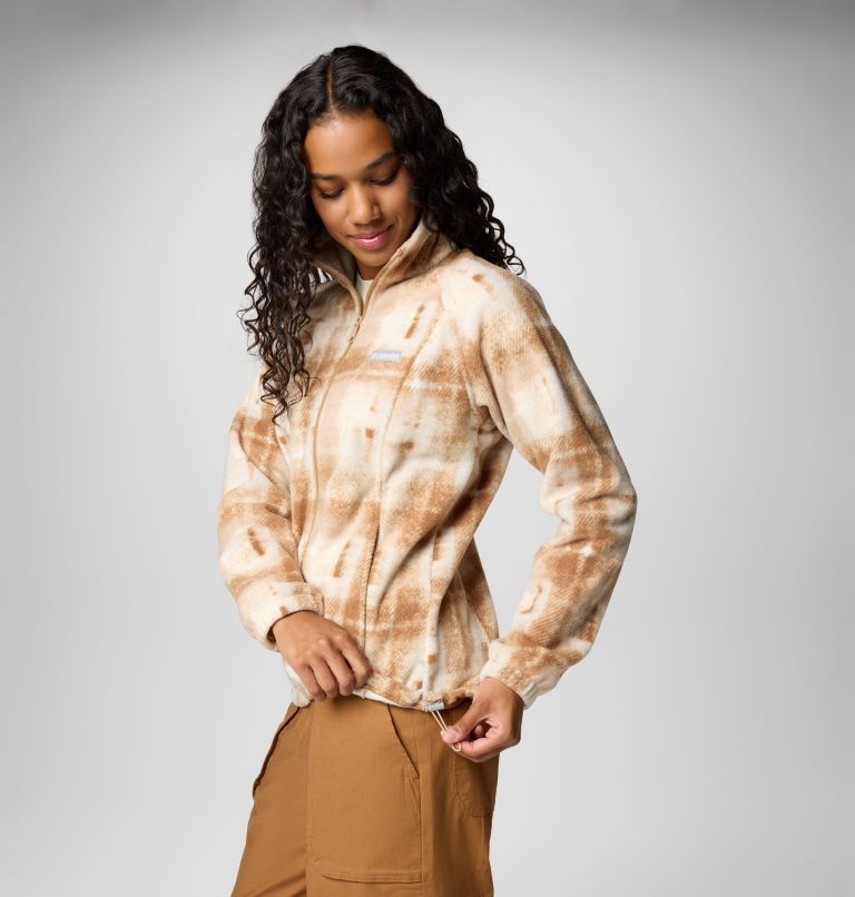 Women's Benton Springs Printed Full Zip Fleece Jacket, Color: Camel Brown Omblur, image 6