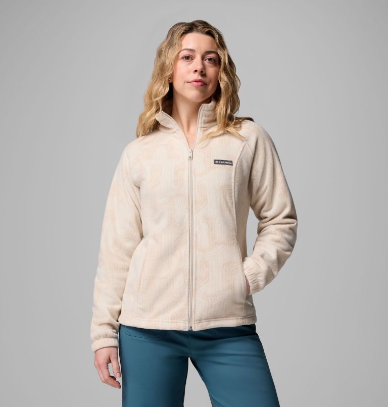 Women's Benton Springs Printed Full Zip Fleece Jacket, Color: Dark Stone Flowfalls, image 1