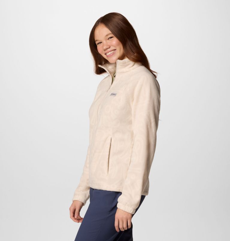 Women's Benton Springs Printed Full Zip Fleece Jacket, Color: Dark Stone Marker Made Tonal, image 3