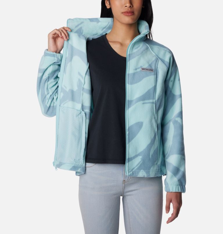 Thumbnail: Women's Benton Springs Printed Full Zip Fleece Jacket, Color: Aqua Haze Snowdrifts Tonal, image 5