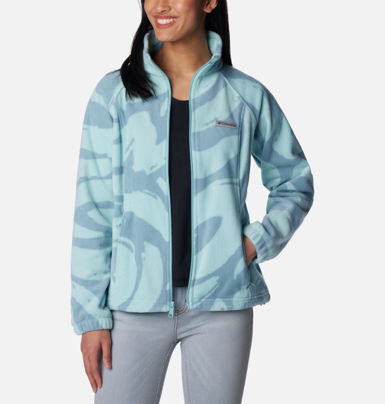 Thumbnail: Women's Benton Springs Printed Full Zip Fleece Jacket, Color: Aqua Haze Snowdrifts Tonal, image 7