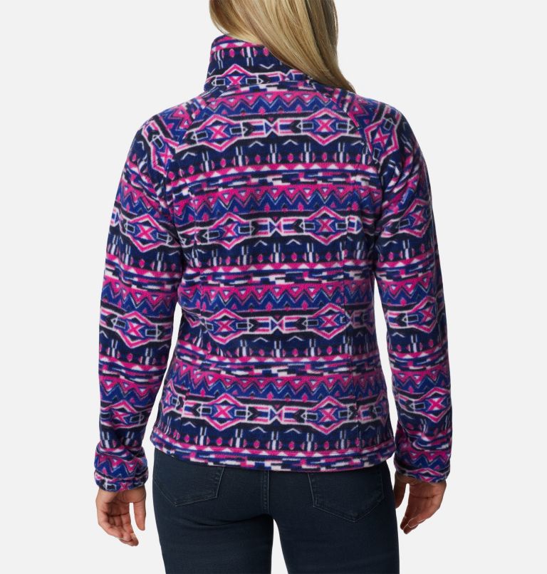 Women's Benton Springs Printed Full Zip Fleece Jacket, Color: Dark Sapphire 80s Stripe, image 2