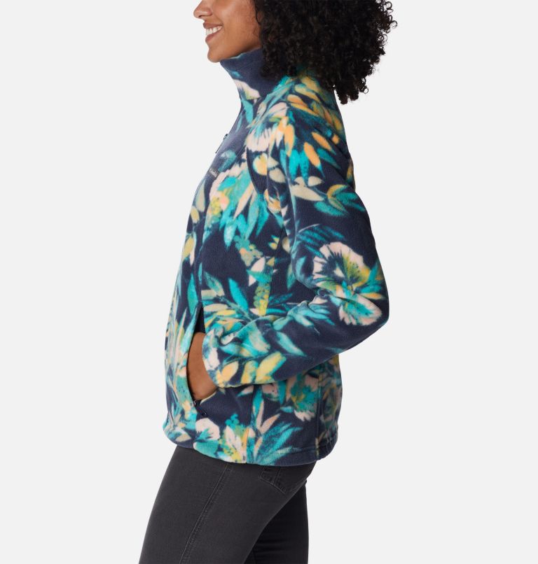 Thumbnail: Women's Benton Springs Printed Full Zip Fleece Jacket, Color: Bright Aqua, Wisterian, image 3