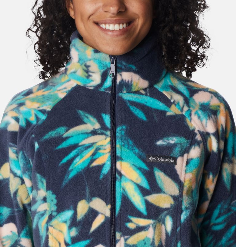 Printed Funnel Neck Fleece Jacket