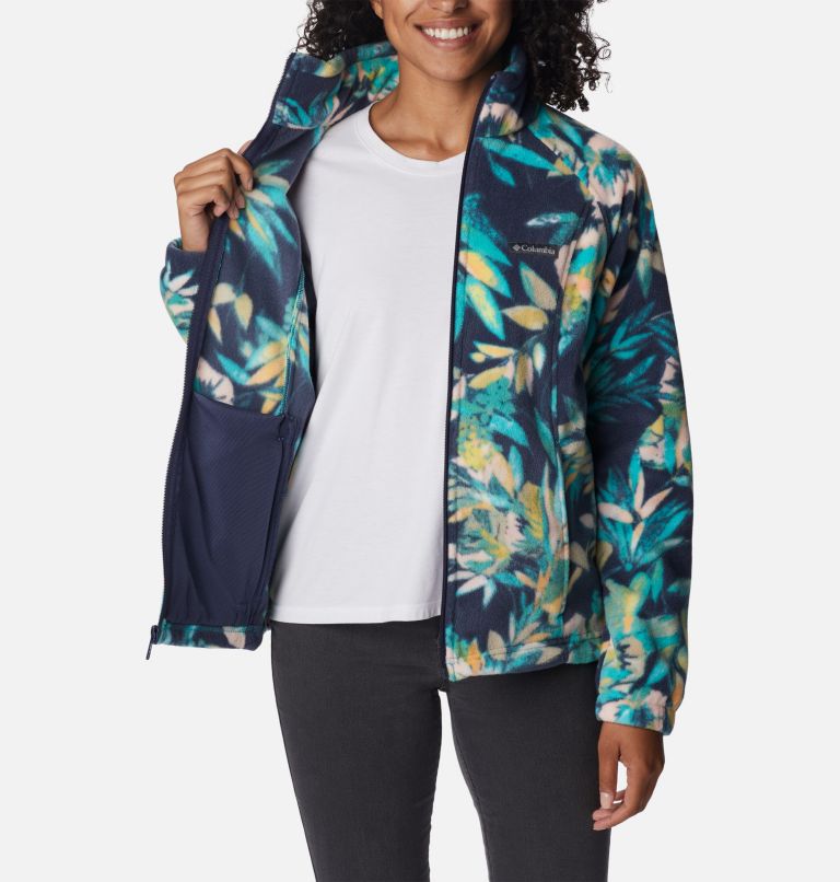 Women's Benton Springs Printed Full Zip Fleece Jacket, Color: Bright Aqua, Wisterian, image 5