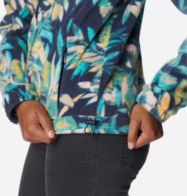Women's Benton Springs Printed Full Zip Fleece Jacket, Color: Bright Aqua, Wisterian, image 6