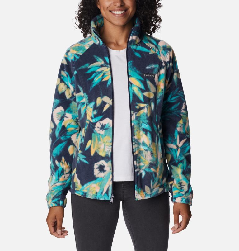 Thumbnail: Women's Benton Springs Printed Full Zip Fleece Jacket, Color: Bright Aqua, Wisterian, image 7