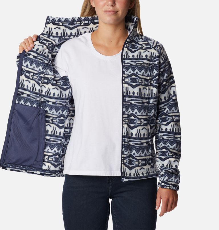 Women's Benton Springs Printed Full Zip Fleece Jacket, Color: Nocturnal 80s Stripe, image 5