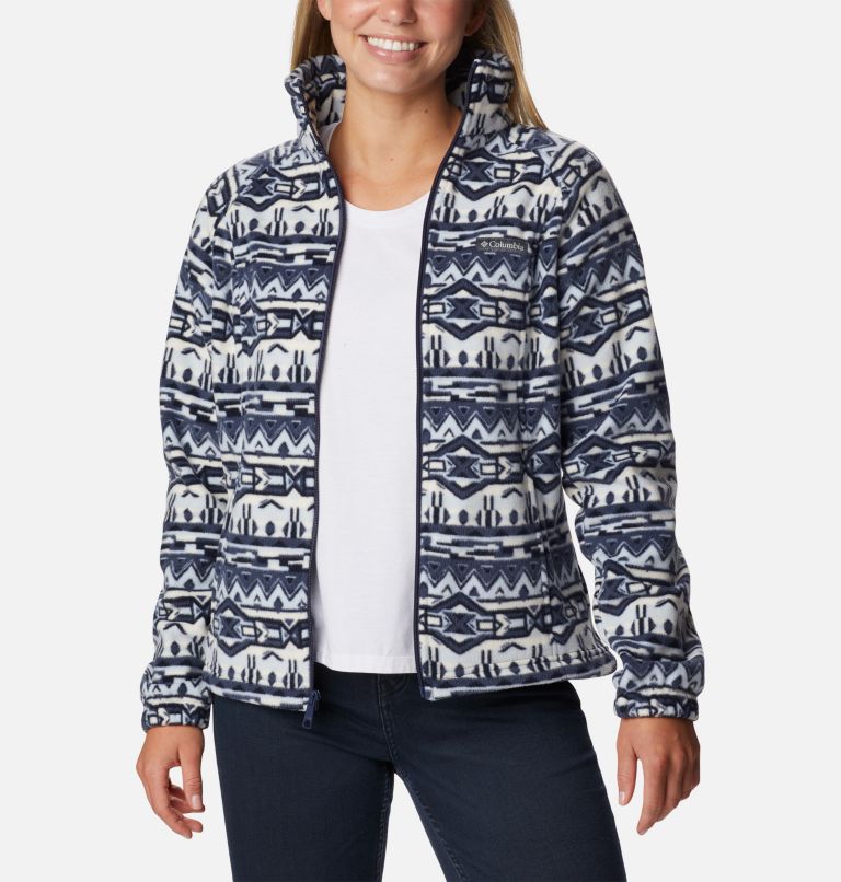 Women's Benton Springs Printed Full Zip Fleece Jacket, Color: Nocturnal 80s Stripe, image 7