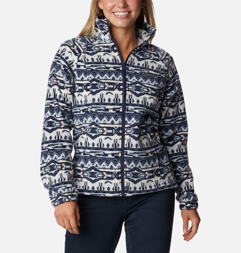Women's Benton Springs Printed Full Zip Fleece Jacket, Color: Nocturnal 80s Stripe, image 1