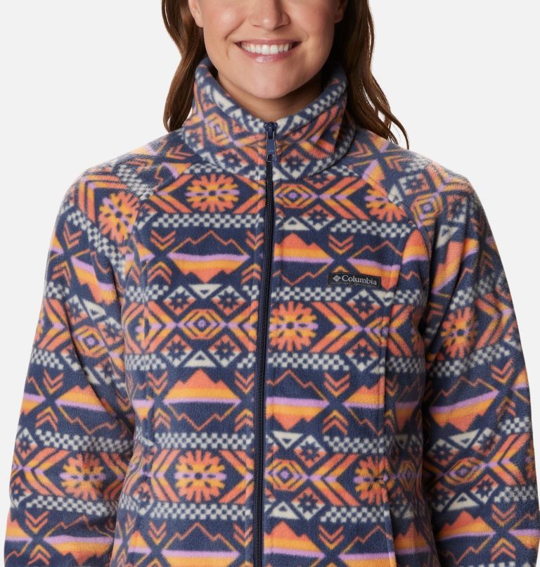 Women's Benton Springs Printed Full Zip Fleece Jacket, Color: Nocturnal Checkered Peaks, image 4