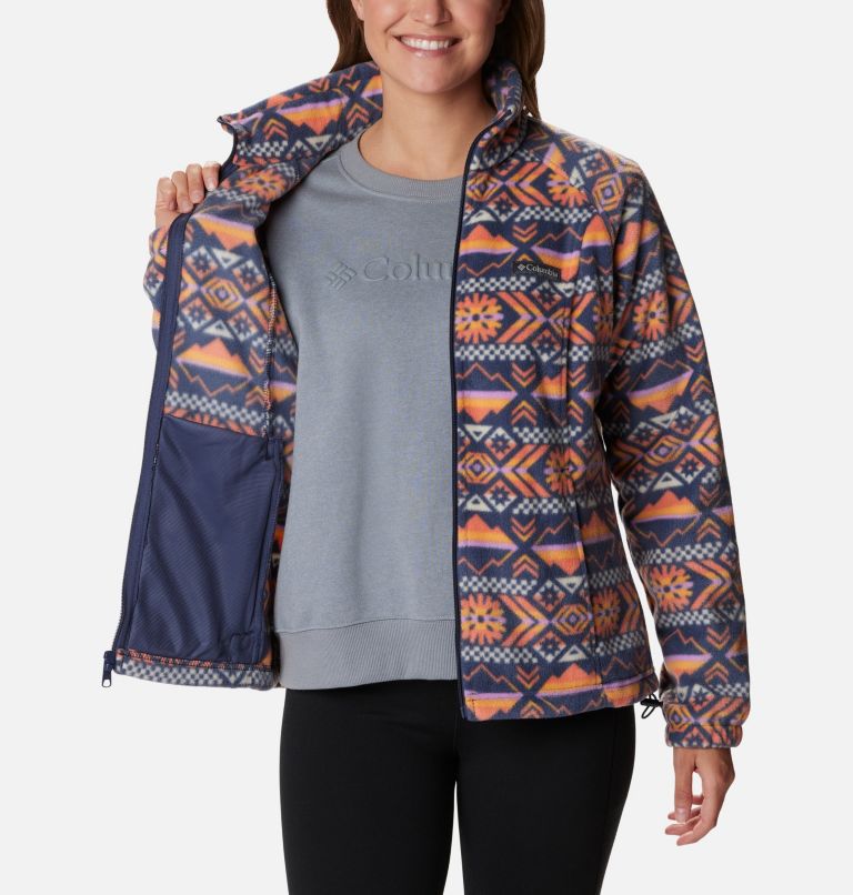 Women's Benton Springs Printed Full Zip Fleece Jacket, Color: Nocturnal Checkered Peaks, image 5