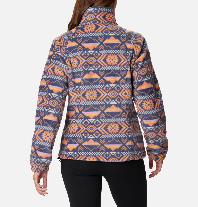 Women's Benton Springs Printed Full Zip Fleece Jacket, Color: Nocturnal Checkered Peaks, image 2