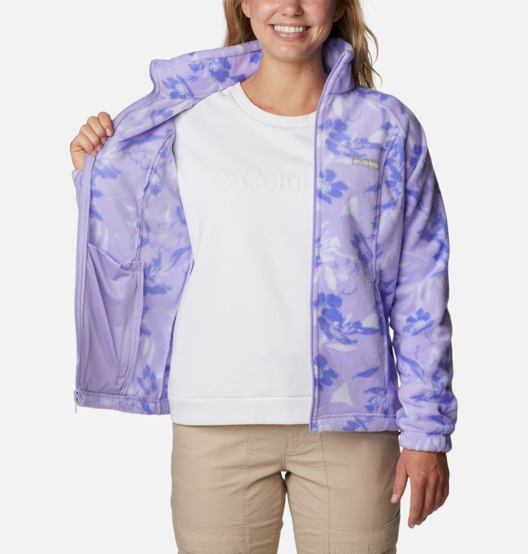 Thumbnail: Women's Benton Springs Printed Full Zip Fleece Jacket, Color: Frosted Purple, Pop Flora Tonal, image 5
